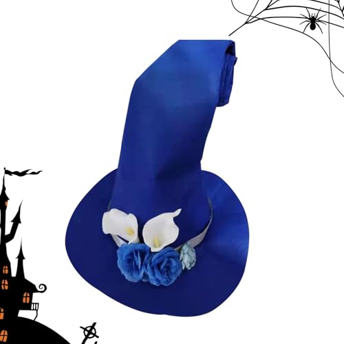 Hexenhut für Damen, spitzer Hut mit breiter Krempe, spitzer Filzhut mit Blume, Hexenkostüm, Halloween-Kostüm, Maskerade, Cosplay-Kostüme Hexenhut für Damen, spitzer Hut mit breiter Krempe, spitzer Filzhut mit Blume, Hexenkostüm, Halloween-Kostüm, Maskerade, Cosplay-Kostüme von Generic