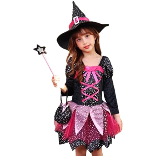 Hexenkleid für Mädchen, Hexenkostüm für Mädchen, Halloween-Cosplay-Kostüme – niedliche Hexenkostüme für Halloween, Halloween-Kostüm für Reuni von Generic