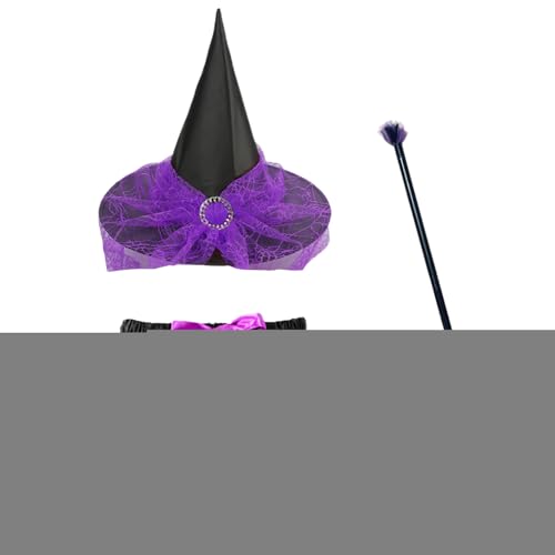 Hexenkostüm-Set, Hexenkostüm-Set mit Besen und Rock für Kinder, verstellbar, Halloween-Cosplay-Zubehör für Kinder, Teenager, Mädchen, von Generic