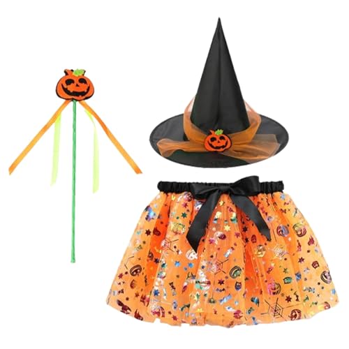 Hexenkostüm für Kleinkinder, Halloween-Tutu-Kleid für Mädchen, 3-teiliges Halloween-Kostüm mit Hexenhut, Halloween-Tutu-Rock für Halloween von Generic