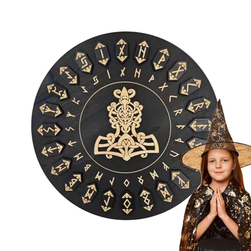 Hexenrunen-Set, 25 Holzrunen mit Scheibe, dekoratives Hexenzubehör, unsterbliche Inschriften für Altar, Meditation und Bastelwerkzeuge, 3,4 x 0,7 cm Hexenrunen-Set, 25 Holzrunen mit Scheibe, dekoratives Hexenzubehör, unsterbliche Inschriften für Altar, Meditation und Bastelwerkzeuge, 3,4 x 0,7 cm von Generic