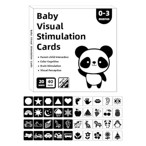 High Contrast Baby Cards – New Born Visual Cards, Baby Flash Set | Black and White Educational Tools, Stimulating Visual Development with New Born Engagement, Ideal During Early Brain Growth Stages von Generic