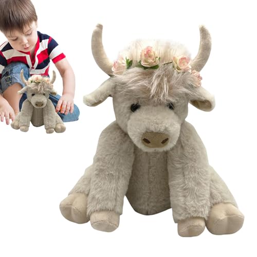 Highland Cow Plush Cattle Plüschspielzeug-Set High Land, Yak Stuffed Adorable Highland Cattle | Lightweight Cute Highland Cow Stuffed Tier, Realistic Highland Cow Stuffed Toys for Kids von Generic