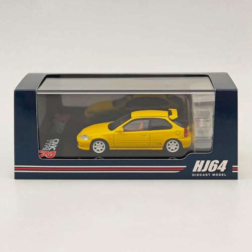 Hobby Japan 1/64 für Civic Type R (EK9) 1997 Sunlight Yellow HJ643016AY mit Motor Druckguss Modelle Autosammlung Auto Spielzeug Geschenke von Generic