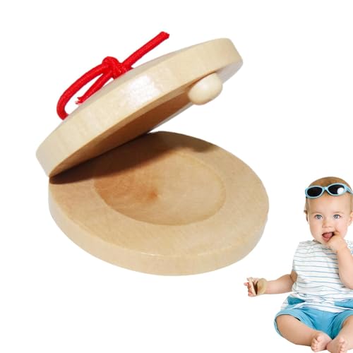 Hölzerne Castanets - lustige Handheld -Percussion -Instrumente, spanischer Rhythmus -Klapper | Ideal für Kindergartenbühnenaufführungen, Musikunterricht und frühkindliche Entwicklungsaktivitäten von Generic