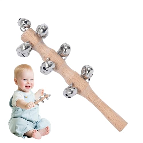 Hölzerne Jingle Handglocken, Handheld -Schlittenglocken - Percussion Rassle Musical Shaker Toy - Schlitten Jingler Bell Stick für Bühnenaufführung Geburtstagstanzkonzerte Hölzerne Jingle Handglocken, Handheld -Schlittenglocken - Percussion Rassle Musical Shaker Toy - Schlitten Jingler Bell Stick für Bühnenaufführung Geburtstagstanzkonzerte von Generic