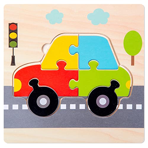 # Hölzerne Kleinkindpuzzles Geschenke Spielzeug für 1 2 3 Jahre Jungen Mädchen 6 Fahrzeugform Montessori Bildungsentwicklung STEM Kinderspielzeug Geschenk Baby Lernen Reisespielzeug (A, One Size) von Generic