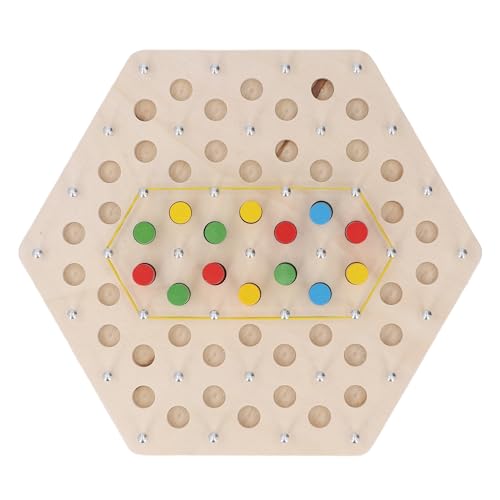 Hölzerne Pegboard Game Education Toy Puzzle Spielzeug Early Learning Holzbrettspiel mit Elastischer Band von Generic