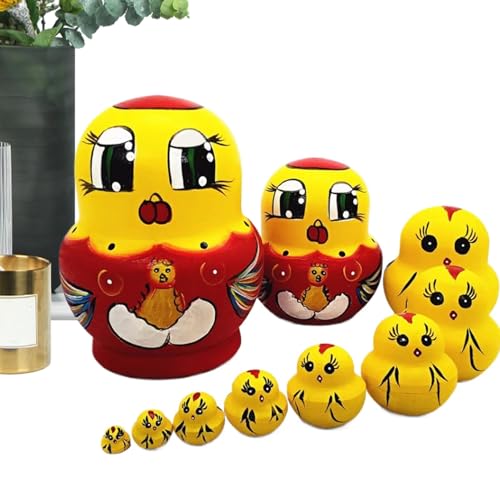 Hölzerne Stapelbare Nistpuppen Holz Panda Nistpuppen Spielzeug Cartoon Stapelpuppen 10 x Lustiges Holz Nestspielzeug Lernspielzeug für Geburtstag Party Familientreffen von Generic