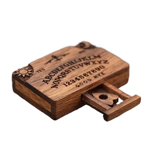 Hölzerne sprechende Spirit Board - Miniatur Ouija Set, Wahrsagungsplanchette | Halloween -Requisite, Hexenwerkzeug für Altardekor, mystisches Display, Wahrsager, paranormale Sitzungen von Generic