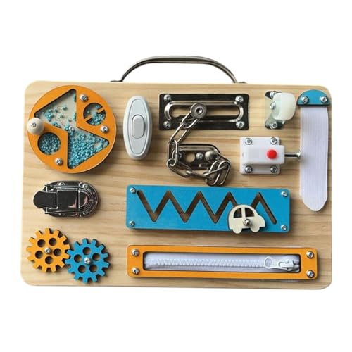 Hölzernen Riegel geschäftiger Board Toy Activity Board Vorschule Lernen für Jungen Mädchen, Style A von Generic