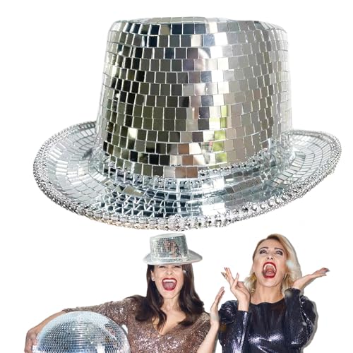 Hohe Disco-Hut, Partyhüte für Erwachsene, Sonnenhut, verspiegelt, Uni, Retro, Disco, hohe Form, glitzernd, Zubehör für Erwachsene Hohe Disco-Hut, Partyhüte für Erwachsene, Sonnenhut, verspiegelt, Uni, Retro, Disco, hohe Form, glitzernd, Zubehör für Erwachsene von Generic