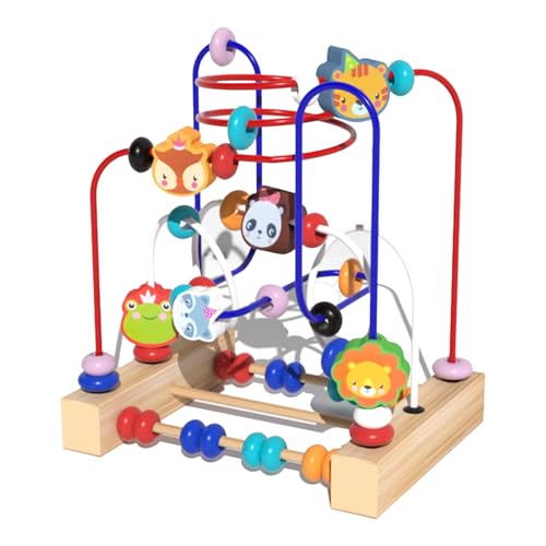 Holz Fersen Coaster - Vibrant Maze Game Toy, Classic Abacus Wire Track Activity | Handaugen-Koordinationspuzzle mit langlebiger Konstruktion für Früherziehung, ein Spielzeug von Generic