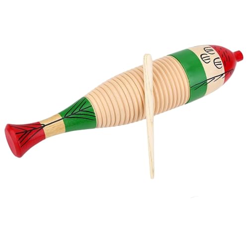 Holz Guiro Musical Toy-fischförmiges Percussion, Holzinstrument | Handheld -Rhythmus -Soundhersteller, Bildungswerkzeug für Bildungsmusik für Kinderlernen, Klassenzimmeraktivitäten oder Partyunterhalt von Generic