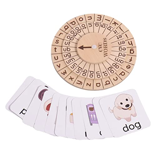Holz-Leseblöcke, Spiele mit kurzen Vokalen - Lernspielzeug zum Lernen von kurzen Vokalen im Design der Drehplatte für den Kindergarten - Briefspielzeug mit Corris von Generic