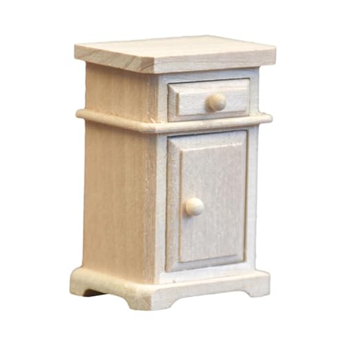 Holz-Nachttisch im Maßstab 1:12, Puppenhaus, Schlafzimmer-Dekoration, Schubladenschrank für Mädchen Holz-Nachttisch im Maßstab 1:12, Puppenhaus, Schlafzimmer-Dekoration, Schubladenschrank für Mädchen von Generic