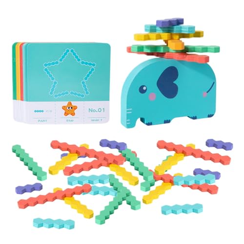 Holz-Stapelblöcke, Elephant Balance, Lernpuzzle für Kinder, Bastelbausteine, arithmetische Bedienung von Kindern, kognitive Entwicklung von Generic