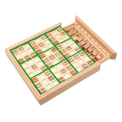 Holz Sudoku Game Board Desktop Spiel mit Englischer Handbuch Rätsel Leichtes Math Toy Lernspielzeug für Kindergeschenk, Grün von Generic