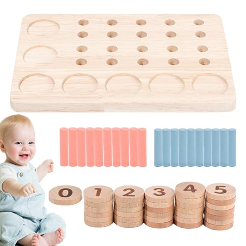Holz mit Spielzeug, Mathematikspielzeug aus Holz, frühes Lernen des grundlegenden mathematischen Stiftbretts, Kampfspielzeug, Nummer des Schafts, Lernmaterialien von Generic
