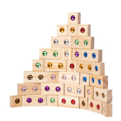 Holzbaustein-Set – Holzbaustein-Set für Kinder zum Bauen von Iris | Iris-Acryl-Baustein-Bauspielzeug | sensorisches Spielzeug pädagogisch von Generic