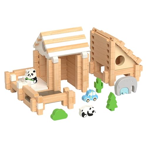 Holzbausteine-Set, Holzspielzeugblöcke für Kinder,Stapelspiel Konstruktionsspielzeug-Set | Montessori-Spielzeug für Kleinkinder, Blockspielzeug für Kinder ab 3 Jahren, verbessert räumliche von Generic