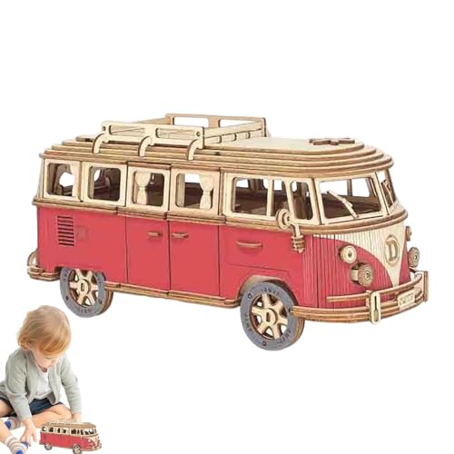 Holzbussle für Kinder,Holzbussle - Bus Holz Handwerk Baumodell Kit | Bus Bau Kit Holz Craft Tour Bus Puzzle für Kinder Erwachsene von Generic