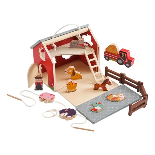 Holzfarmspielzeug - Playset, Buntes Scheunenstapel | Bildungstierfiguren für Kleinkinder, Lernspiele mit Landwirt, Scheune und mehr für fantasievolle Entwicklungsaktivitäten Holzfarmspielzeug - Playset, Buntes Scheunenstapel | Bildungstierfiguren für Kleinkinder, Lernspiele mit Landwirt, Scheune und mehr für fantasievolle Entwicklungsaktivitäten von Generic