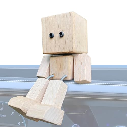 Holzfigur Mann,Holzpuppe - Wackelfigur Mit Magnetfuß Als Schreibtischdekoration Geburtstagsgeschenk Für Kinder von Generic