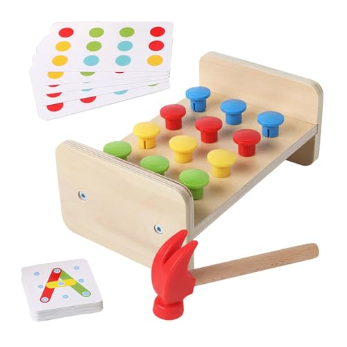 Holzhammerbank Spielzeug - Hammerendes Nagelspielzeug für Kinder aus Holz, Bankspielzeug mit Holzhammer | Entzückendes Lernspielzeug im Vorschulalter von Generic