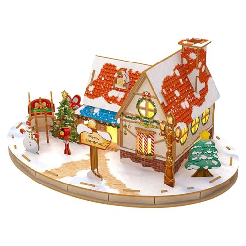 Holzhaus Modellbausatz – Haus-Montage-Puzzle, Haus auf Tisch | Weihnachtshaus-Puzzle-Dekoration, Bausätze für Erwachsene Holzhaus Modellbausatz – Haus-Montage-Puzzle, Haus auf Tisch | Weihnachtshaus-Puzzle-Dekoration, Bausätze für Erwachsene von Generic