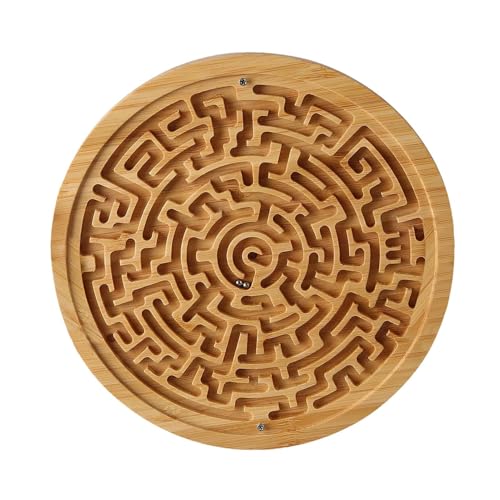 Holzlabyrinth-Puzzlespiel – Rundes Labyrinth-Logikspiel | 3D-Interaktives Denkspiel, Lernspielzeug Zur Problemlösung, Förderung Der Koordination Und Kognitiver Fähigkeiten Für Kinder Und Erwachsene von Generic