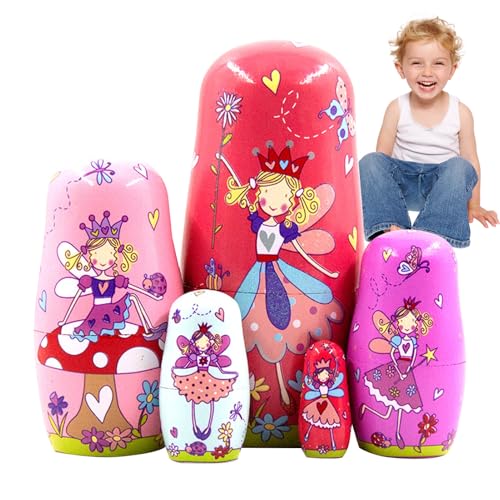 Holzmatryoshka -Puppen - traditionelle 5 -pcs -Stapel -Nistspielzeugset, langlebige handgefertigte Figuren mit leuchtenden Farben | Lernspielzeug für Kinder früh Bildung Spielen Sie Wohnhei Holzmatryoshka -Puppen - traditionelle 5 -pcs -Stapel -Nistspielzeugset, langlebige handgefertigte Figuren mit leuchtenden Farben | Lernspielzeug für Kinder früh Bildung Spielen Sie Wohnhei von Generic