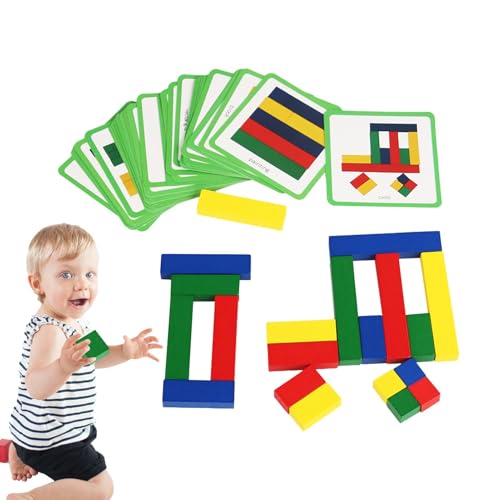 Holzmodell-Blöcke, pädagogisches Holzpuzzle, Spielzeug | Geometrische Holzblöcke mit Karten | Interaktives Lernspiel für Kinder im Vorschulalter von Generic