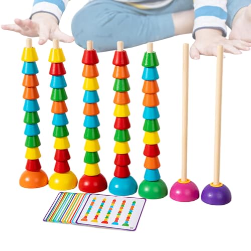 Holzperlen-Stapelspielzeug, Farbklassifizierung für Perlenspiel, farblich abgestimmtes Sortierset, lustiges Zähl- und Matchspiel, Lernspiel von rompecab von Generic
