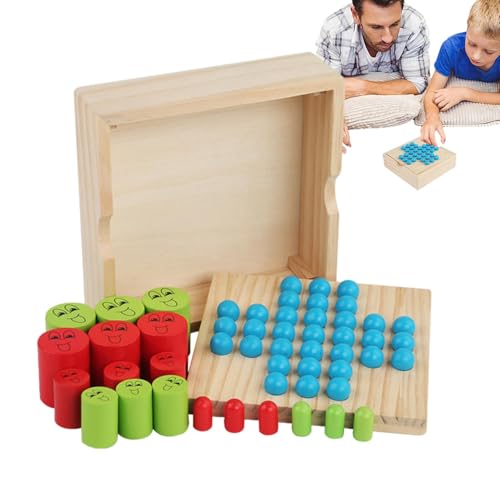Holzperlenschachspiel, Einzelspieler -Schachbrett - 2 In 1 Kinderschachs Sets Anfänger - Kinder verbinden Blöcke Brain Teaser Classic Strategy Toys für Anfänger von Generic