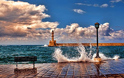 Holzpuzzle Erwachsene 1000 Teile Natur Landschaft Kunst Meer Wellen Leuchtturm Wolken Horizont Griechenland Kreta Küste 75 * 50Cm Holzpuzzle Erwachsene 1000 Teile Natur Landschaft Kunst Meer Wellen Leuchtturm Wolken Horizont Griechenland Kreta Küste 75 * 50Cm von Generic
