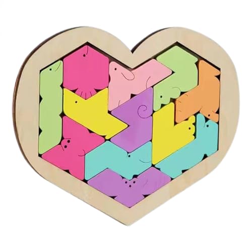 Holzpuzzle Erwachsene Holzpuzzle Holzpuzzle Herz Puzzle Puzzle und Puzzle Herz Puzzle mit glatten geometrischen Formen Muster Block Einzigartig Geometrische Puzzleblock für Ostern Weihnachten von Generic