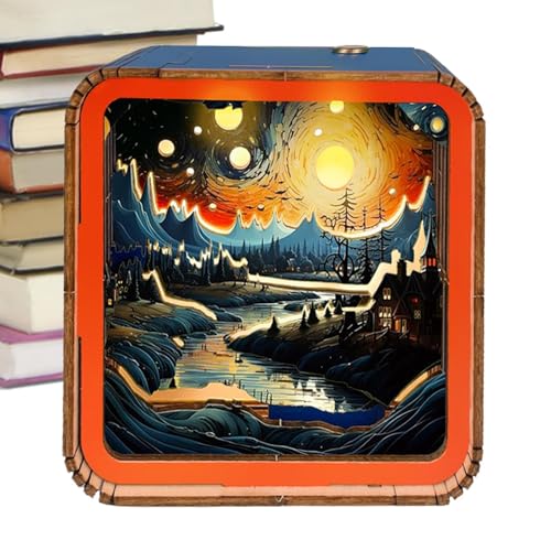 Holzpuzzle Kabelloses Nachtlicht 3D - Holzpuzzle Nachtlichter Ornamente, Puzzle Nachtlicht | Pädagogisches Puzzle-Spielzeug, Holzpuzzle Wireless 3D-LED-Nachtlicht, Licht Not von Generic