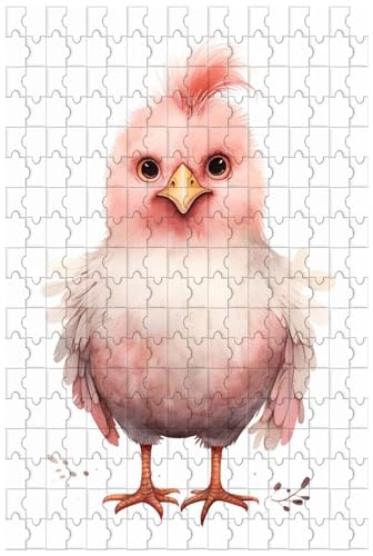 Holzpuzzle für Erwachsene, 1000 Teile, Cartoon-Aquarelltier, EIN süßes Küken mit weißen und rosa Federn (B ; 500) von Generic