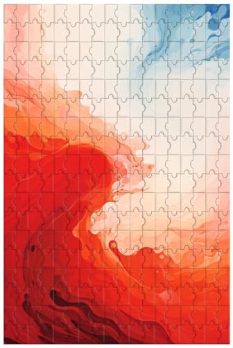 Holzpuzzle für Erwachsene, 1000 Teile, für 3D-Musterdesign, abstrakte Kunstwerke – Rote Wellen, Geschenke, dekorative Gemälde (C ; 1000) von Generic