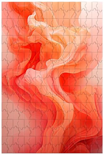 Holzpuzzle für Erwachsene, 1000 Teile, für 3D-Musterdesign, abstrakte Kunstwerke – Rote Wellen, Geschenke, dekorative Gemälde (H ; 500) von Generic