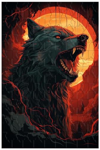Holzpuzzle für Erwachsene, 1000 Teile, für Beast Wolf, EIN schlauer Werwolf heult unter dem Mond (C ; 120) von Generic