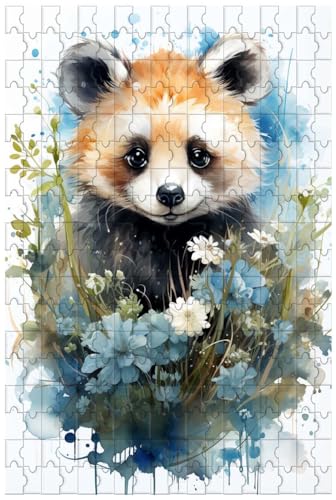 Holzpuzzle für Erwachsene, 1000 Teile, für EIN Aquarell-Panda sitzt zwischen Blumen (B ; 1000) von Generic