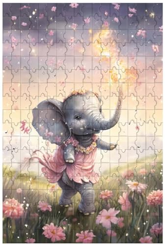 Holzpuzzle für Erwachsene, 1000 Teile, für Elefantenbaby, das im Garten im Rock Tanzt, Cartoon-Stil (C ; 500) von Generic
