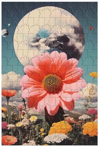 Holzpuzzle für Erwachsene, 1000 Teile, für Landschaftspuzzle, Bunte Blumen auf dem Planeten, gemalte Kunst (A ; 500) von Generic