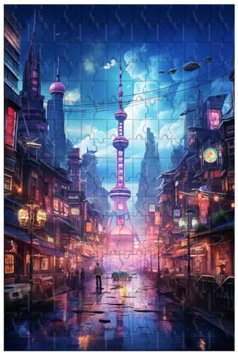 Holzpuzzle für Erwachsene, 1000 Teile, für Stadtbild-Puzzle, Perle des Orients in der Stadt Shanghai, China, Geschenke, dekorative Gemälde (B ; 500) von Generic