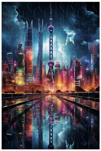 Holzpuzzle für Erwachsene, 1000 Teile, für Wolkenkratzer in China, Shanghais orientalische Perle, Puzzle für Urbane Architektur, Geschenke, dekorative Gemälde (A ; 1000) von Generic