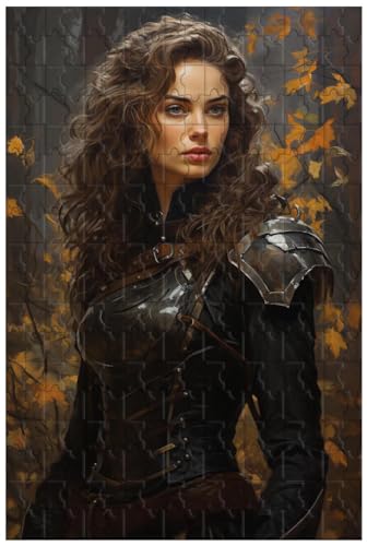 Holzpuzzle für Erwachsene, 1000 Teile, für weibliches Porträt-Puzzle – wunderschöne weibliche Ritterin, gepanzerte Kriegerin (A ; 500) von Generic