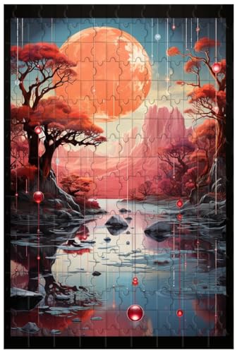 Holzpuzzle für Erwachsene, 1000 Teile, für wunderschöne Landschaftsbilder, bunter Himmel, ätherische Bäume (E ; 120) von Generic