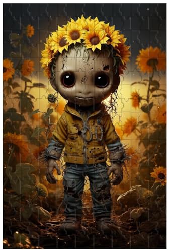 Holzpuzzle für Erwachsene, 1000 Teile, zum Halten von Sonnenblumen, einem fröhlichen kleinen Zombie und einem Gartenghul (G ; 120) von Generic
